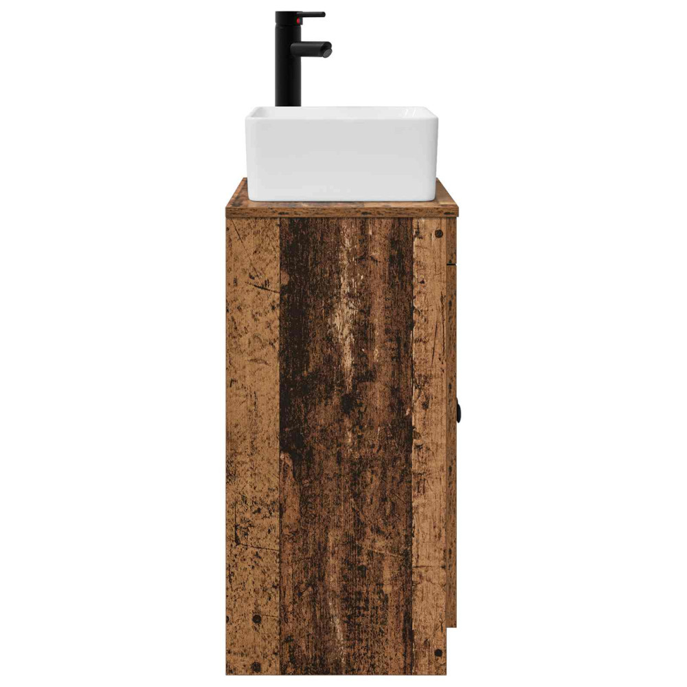 Produktbild för Badrumsspegel med handfat Gammalt trä 54 x 35 x 83 cm