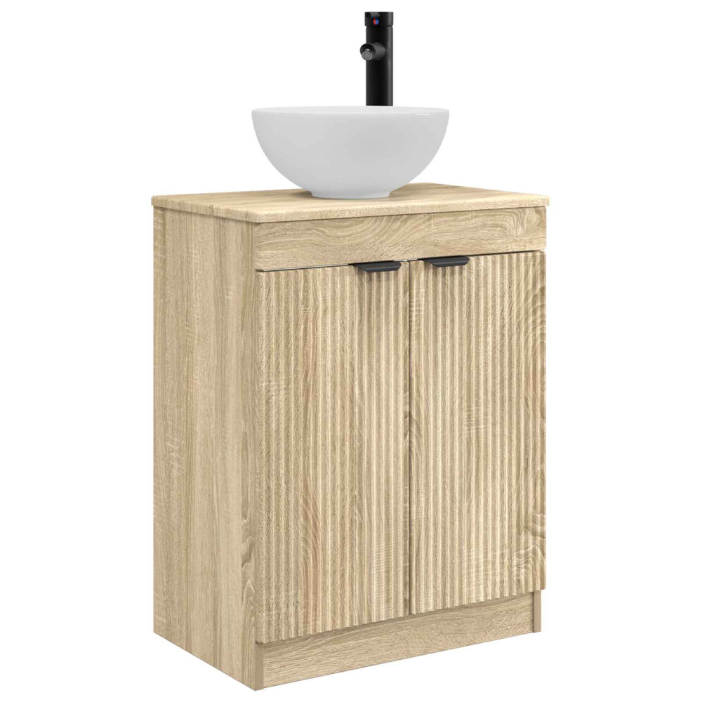 Produktbild för Badrumsspegel med handfat Sonoma-ek 54 x 35 x 83 cm