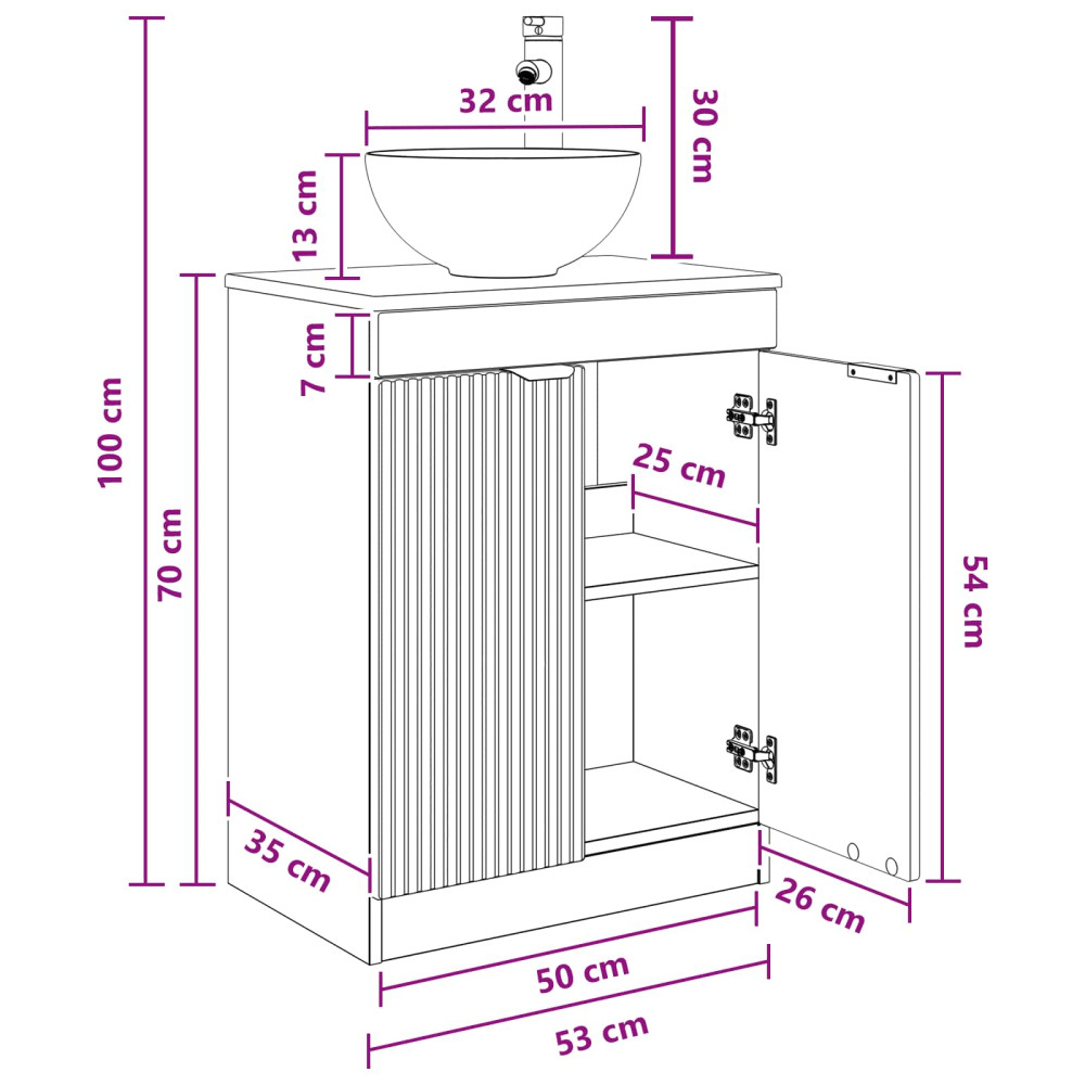 Produktbild för Badrumsspegel med handfat Sonoma-ek 54 x 35 x 83 cm