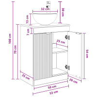 Produktbild för Badrumsspegel med handfat Sonoma-ek 54 x 35 x 83 cm