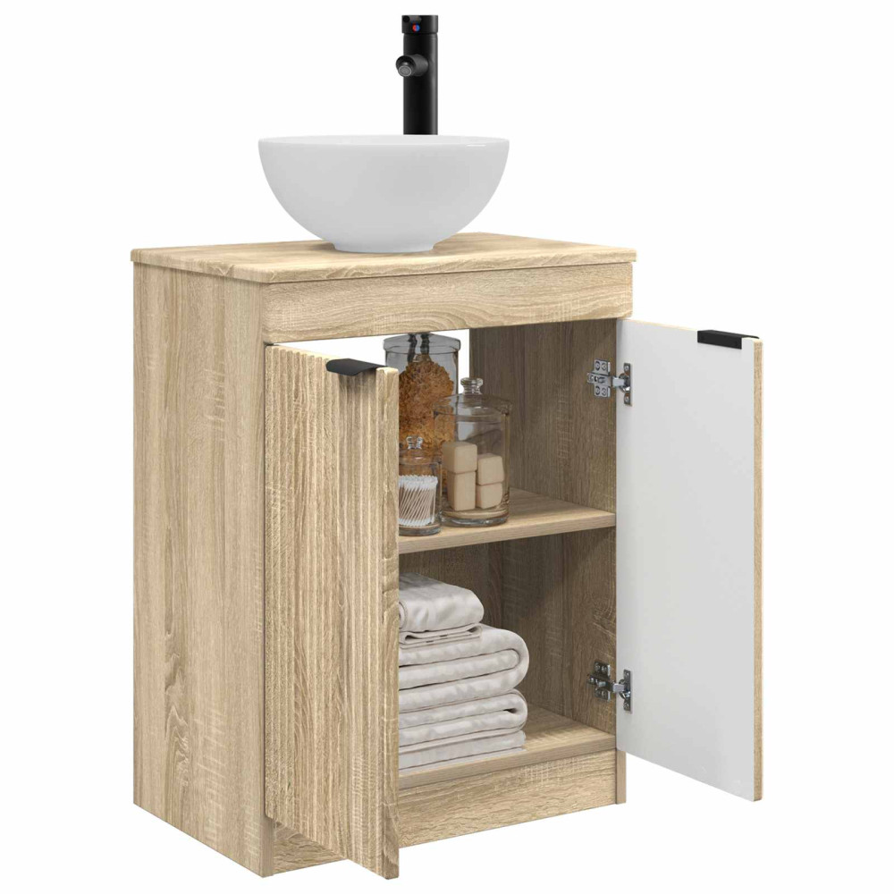 Produktbild för Badrumsspegel med handfat Sonoma-ek 54 x 35 x 83 cm
