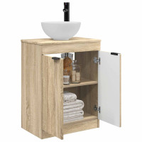 Produktbild för Badrumsspegel med handfat Sonoma-ek 54 x 35 x 83 cm
