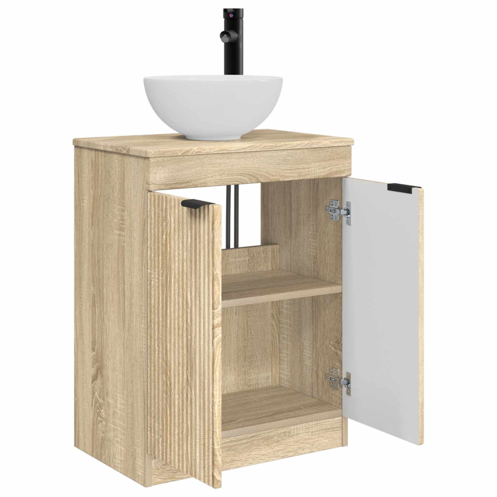 Produktbild för Badrumsspegel med handfat Sonoma-ek 54 x 35 x 83 cm