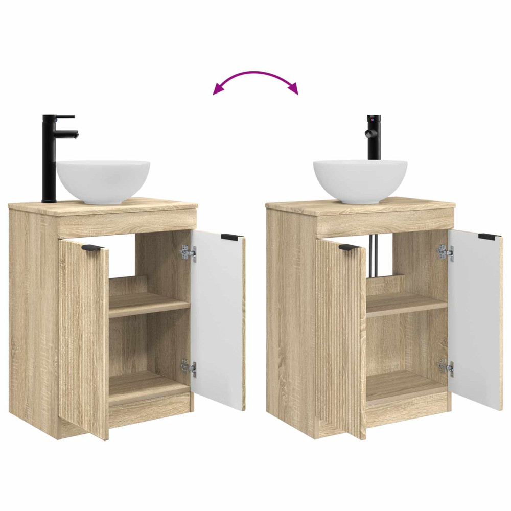 Produktbild för Badrumsspegel med handfat Sonoma-ek 54 x 35 x 83 cm