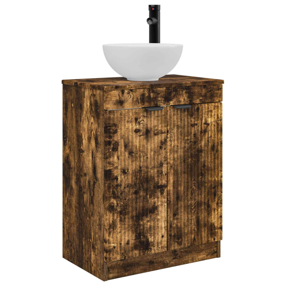 Produktbild för Badrumsspegel med handfat Rökt ek 54 x 35 x 83 cm