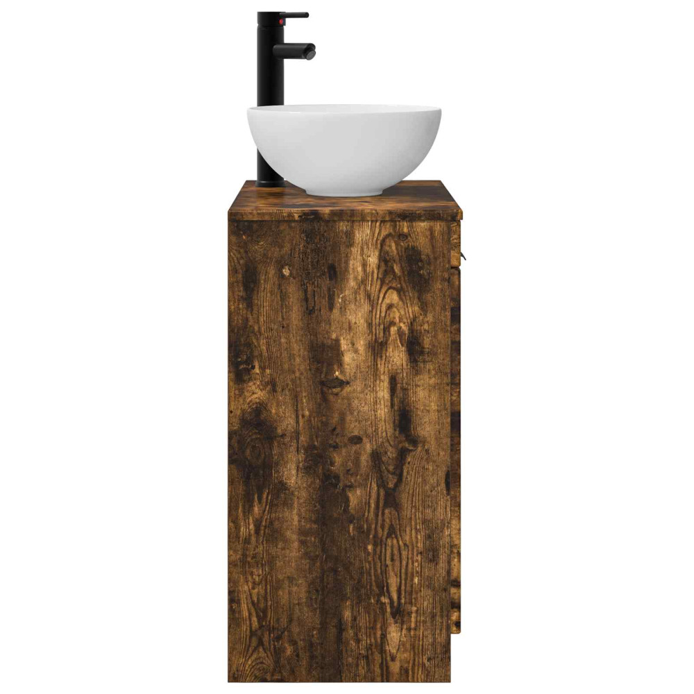 Produktbild för Badrumsspegel med handfat Rökt ek 54 x 35 x 83 cm