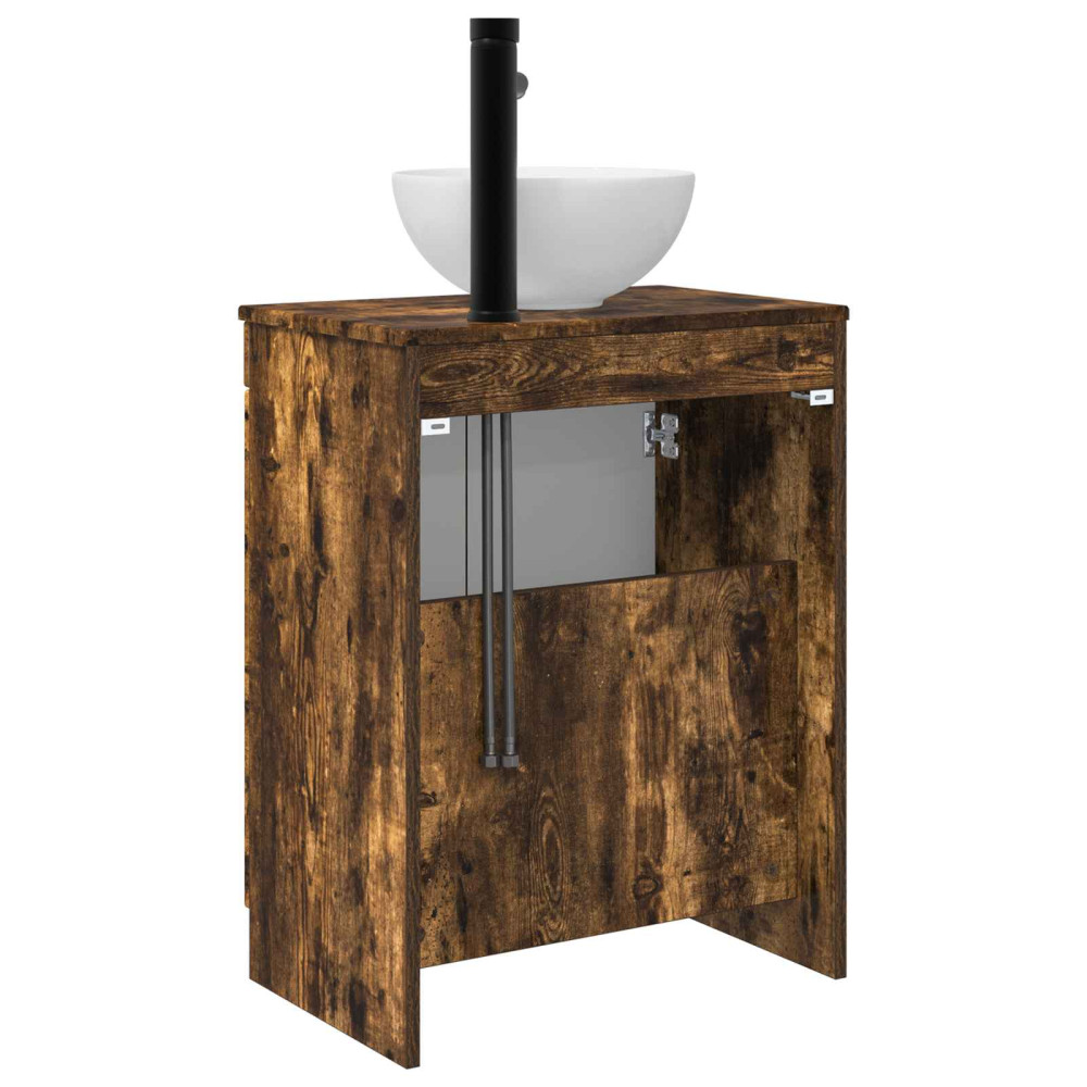 Produktbild för Badrumsspegel med handfat Rökt ek 54 x 35 x 83 cm