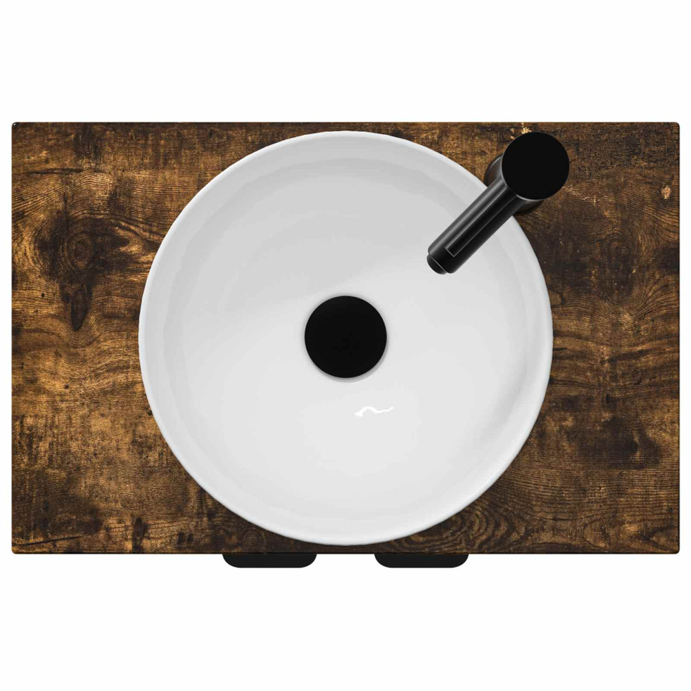 Produktbild för Badrumsspegel med handfat Rökt ek 54 x 35 x 83 cm