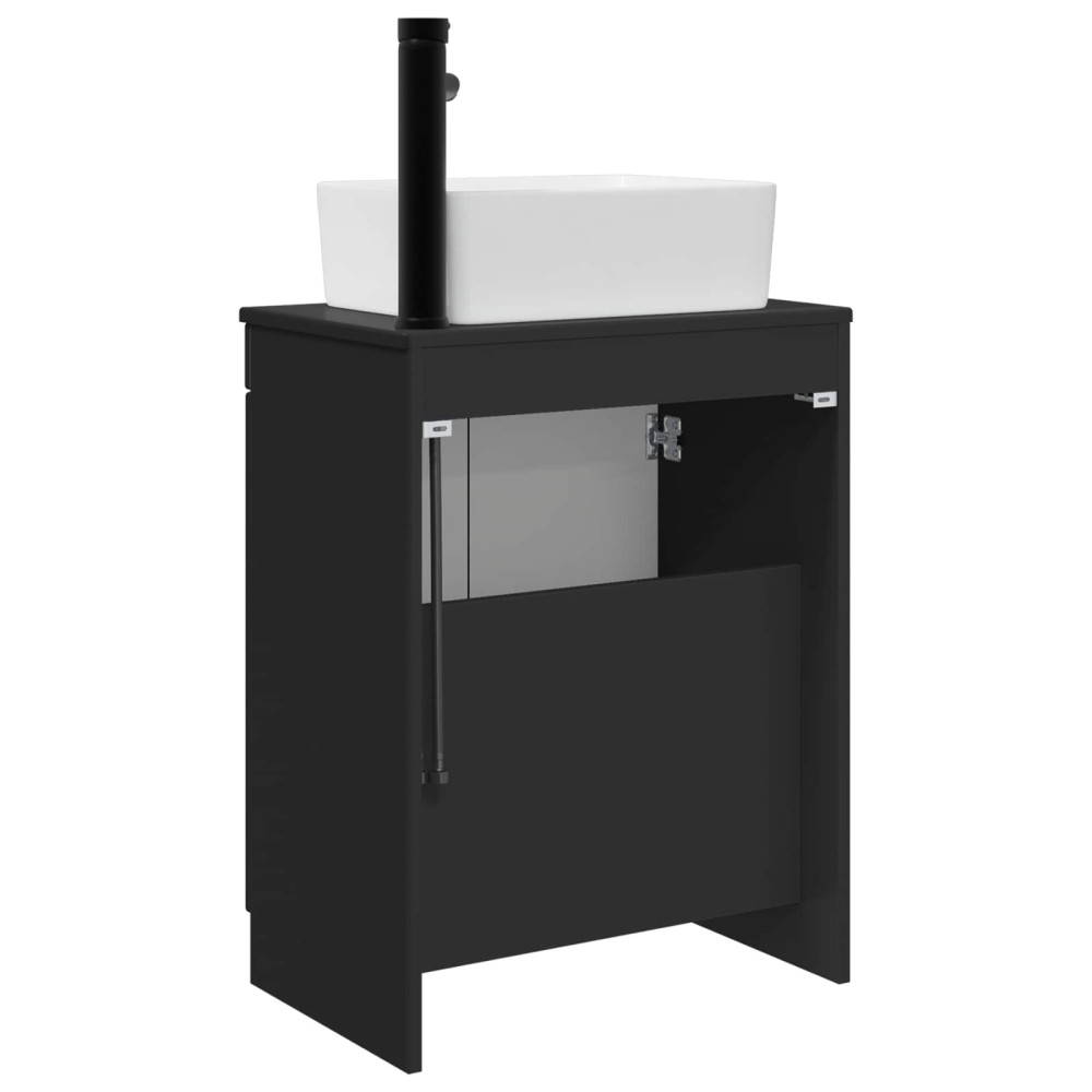 Produktbild för Badrumsspegel med handfat Svart 54 x 35 x 83 cm Konstruerat trä