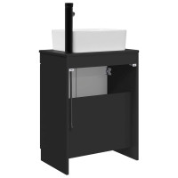 Produktbild för Badrumsspegel med handfat Svart 54 x 35 x 83 cm Konstruerat trä
