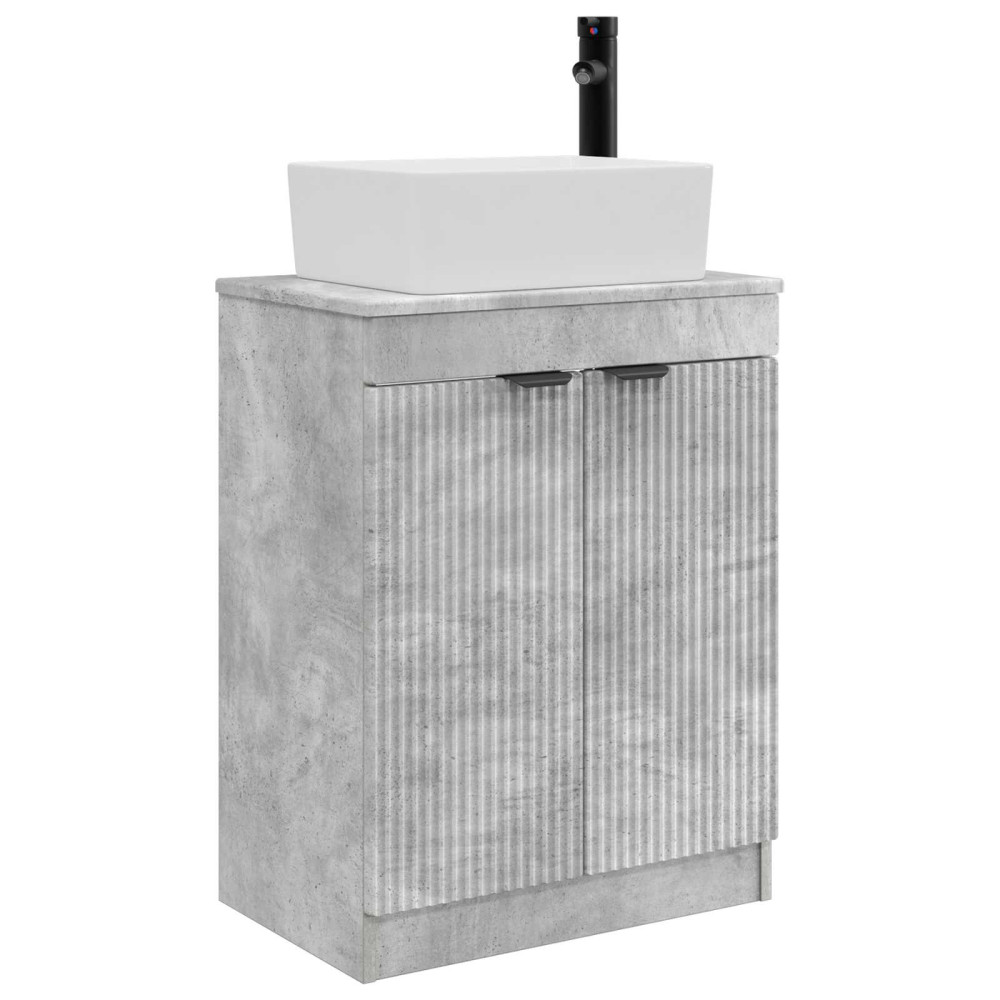 Produktbild för Badrumsspegel med handfat Betonggrå 54 x 35 x 83 cm