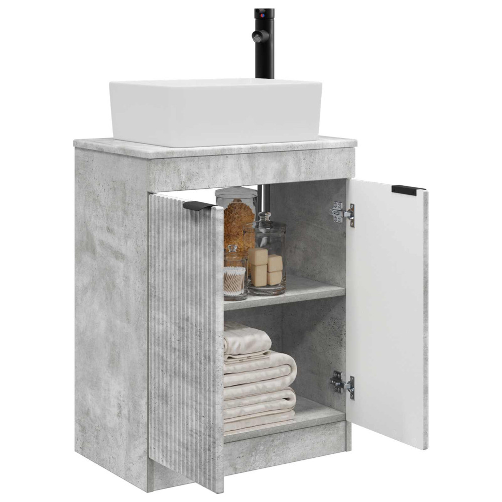 Produktbild för Badrumsspegel med handfat Betonggrå 54 x 35 x 83 cm