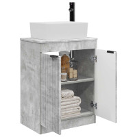 Produktbild för Badrumsspegel med handfat Betonggrå 54 x 35 x 83 cm
