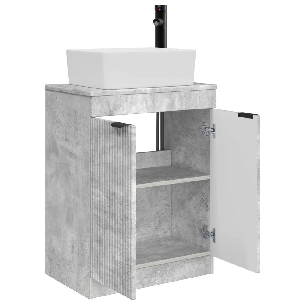 Produktbild för Badrumsspegel med handfat Betonggrå 54 x 35 x 83 cm
