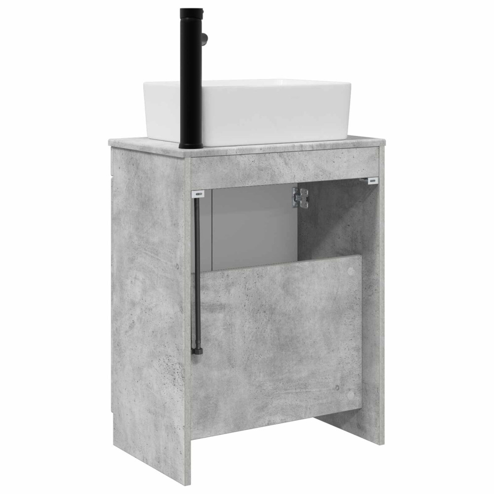 Produktbild för Badrumsspegel med handfat Betonggrå 54 x 35 x 83 cm