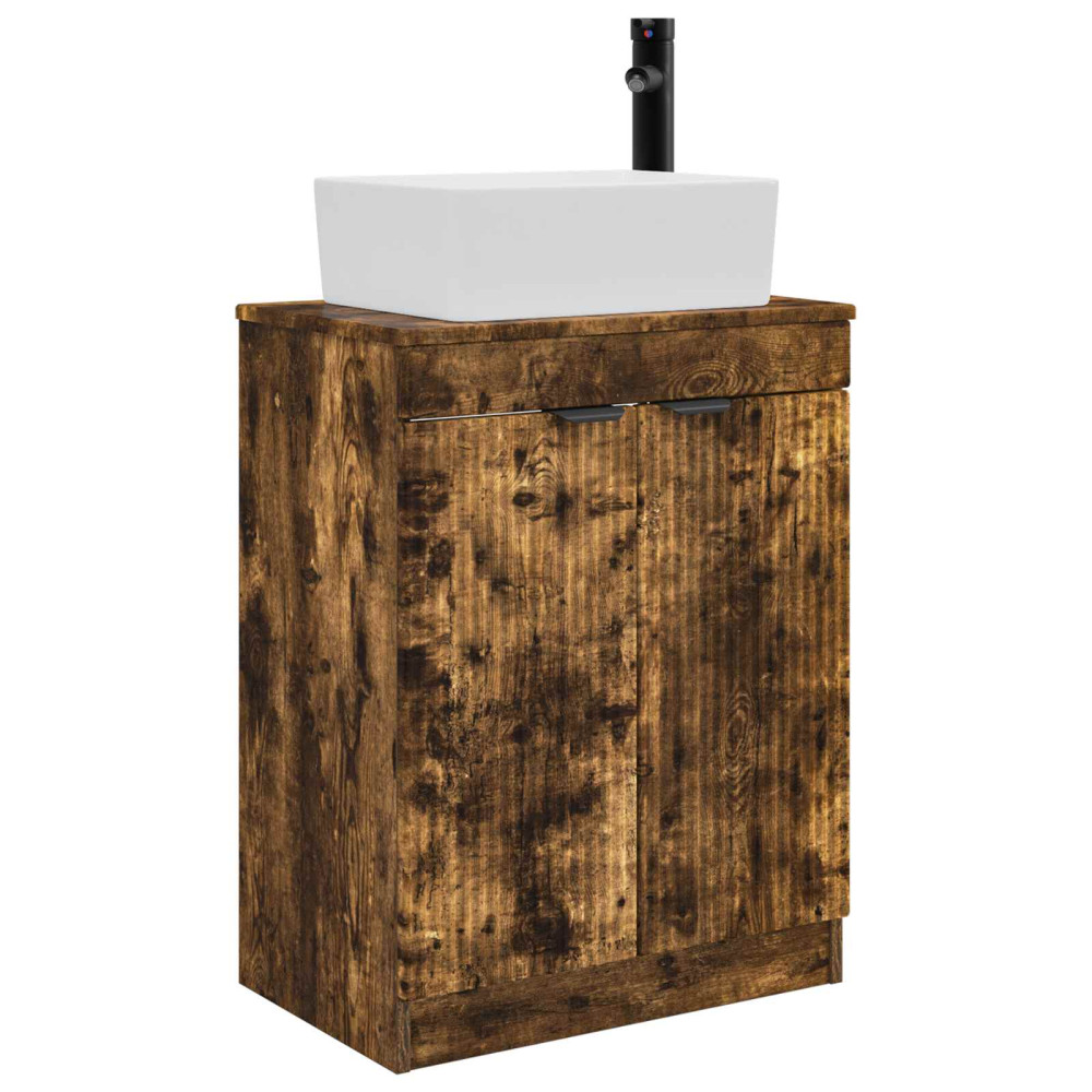 Produktbild för Badrumsspegel med handfat Rökt ek 54 x 35 x 83 cm