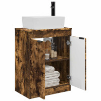 Produktbild för Badrumsspegel med handfat Rökt ek 54 x 35 x 83 cm