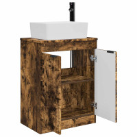 Produktbild för Badrumsspegel med handfat Rökt ek 54 x 35 x 83 cm