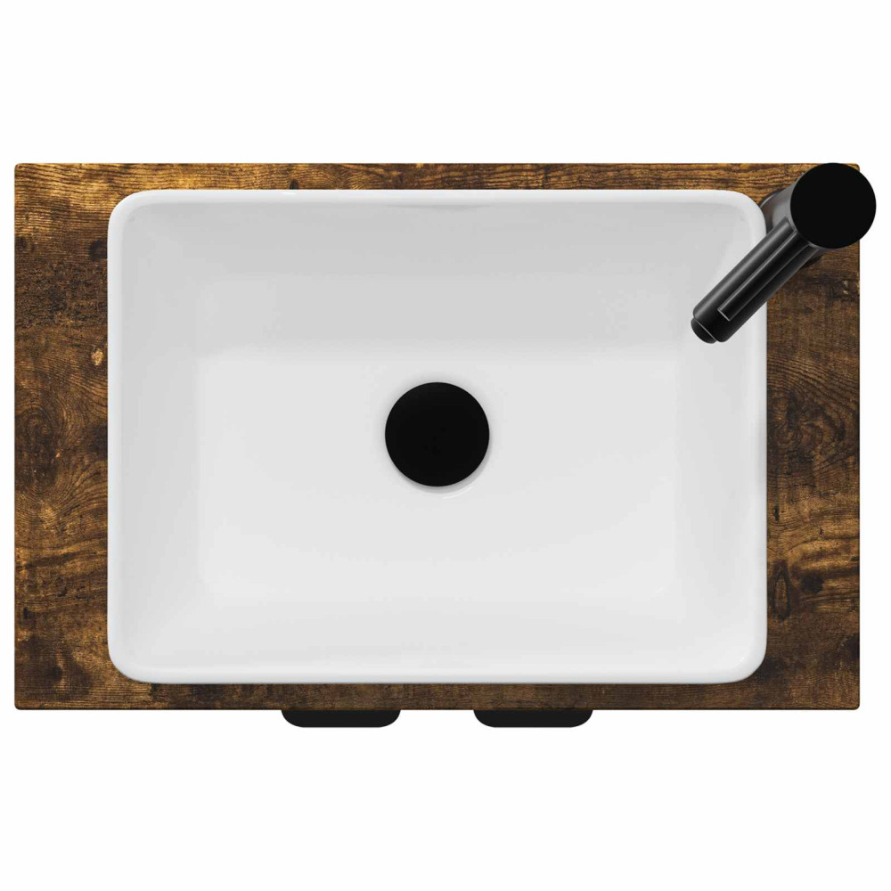 Produktbild för Badrumsspegel med handfat Rökt ek 54 x 35 x 83 cm