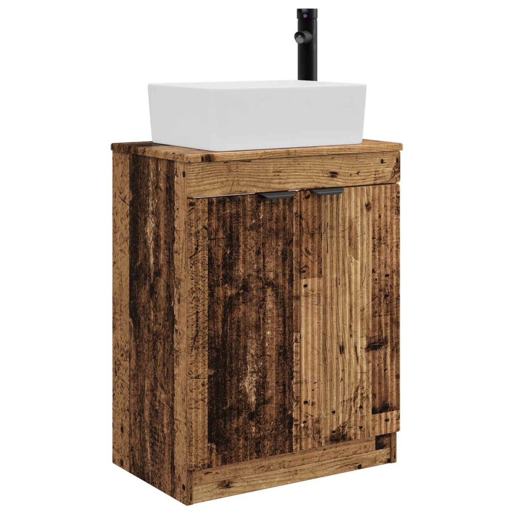 Produktbild för Badrumsspegel med handfat Gammalt trä 54 x 35 x 83 cm