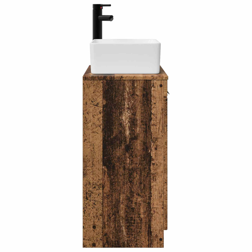 Produktbild för Badrumsspegel med handfat Gammalt trä 54 x 35 x 83 cm
