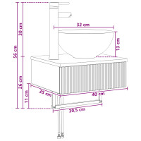 Produktbild för Väggmonterat Handfat Rökt ek 40 x 35 x 39 cm Konstruerat trä