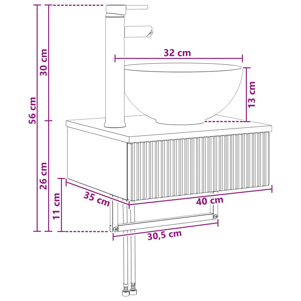 Produktbild för Väggmonterat Handfat Gammalt trä 40 x 35 x 39 cm