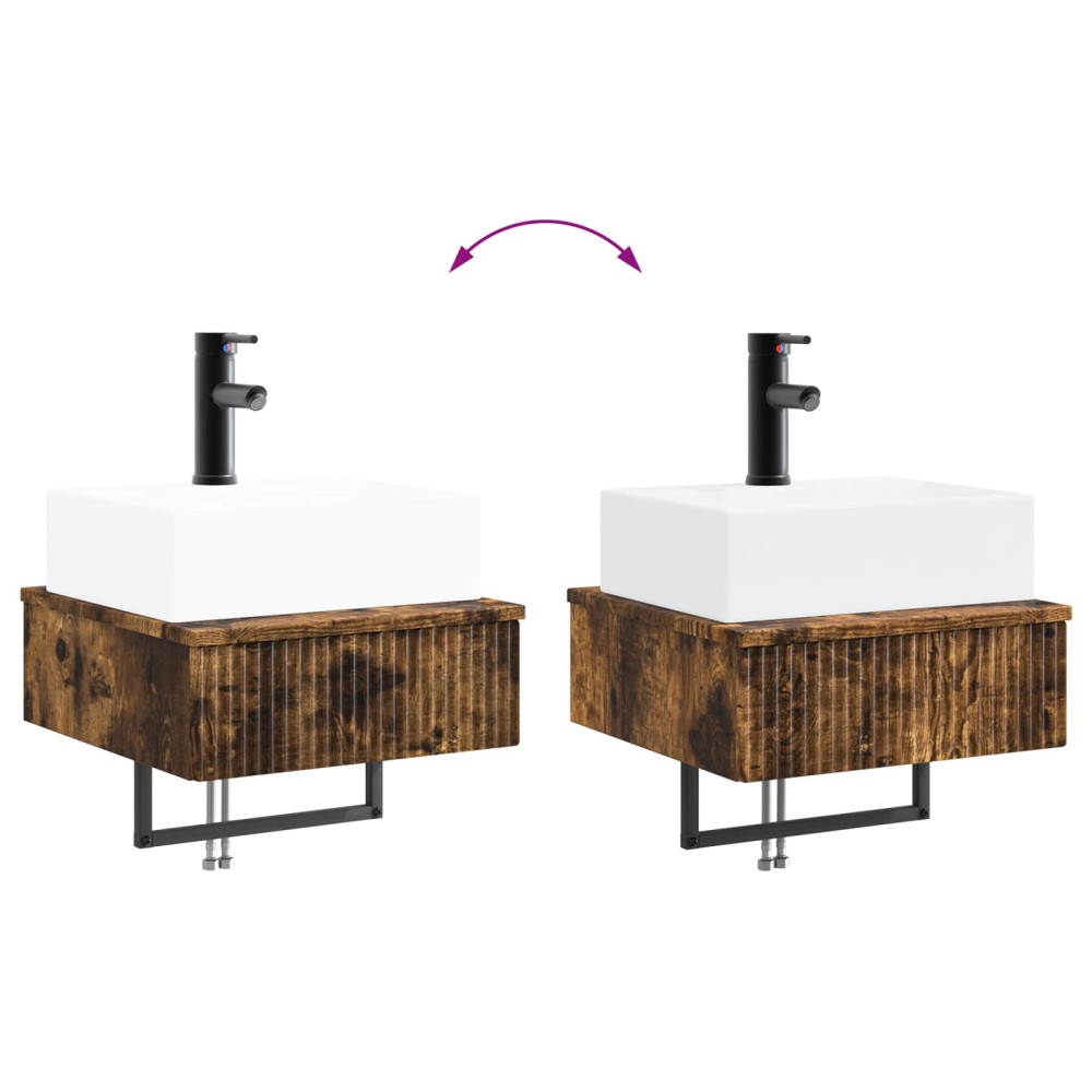 Produktbild för Väggmonterat Handfat Rökt ek 40 x 41 x 39 cm Konstruerat trä