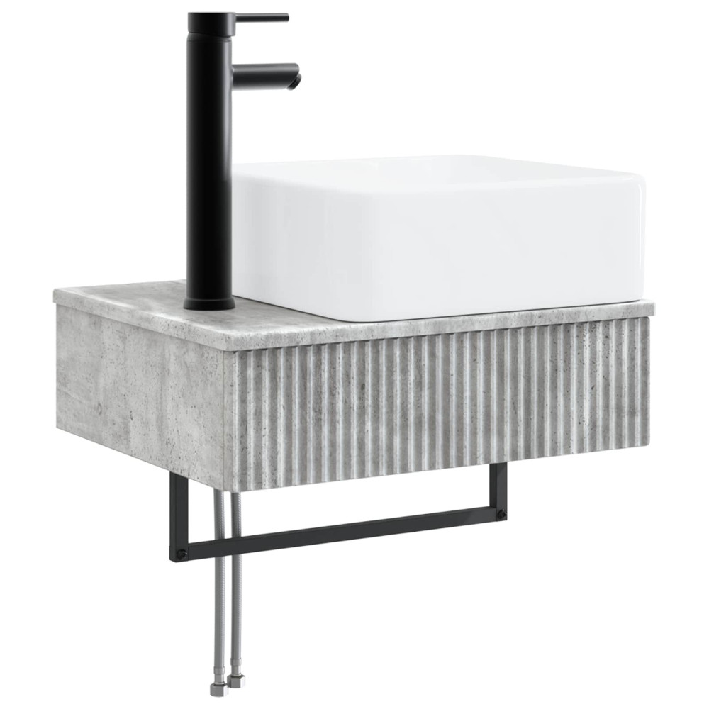 Produktbild för Väggmonterat Handfat Betonggrå 53 x 35 x 39 cm Konstruerat trä