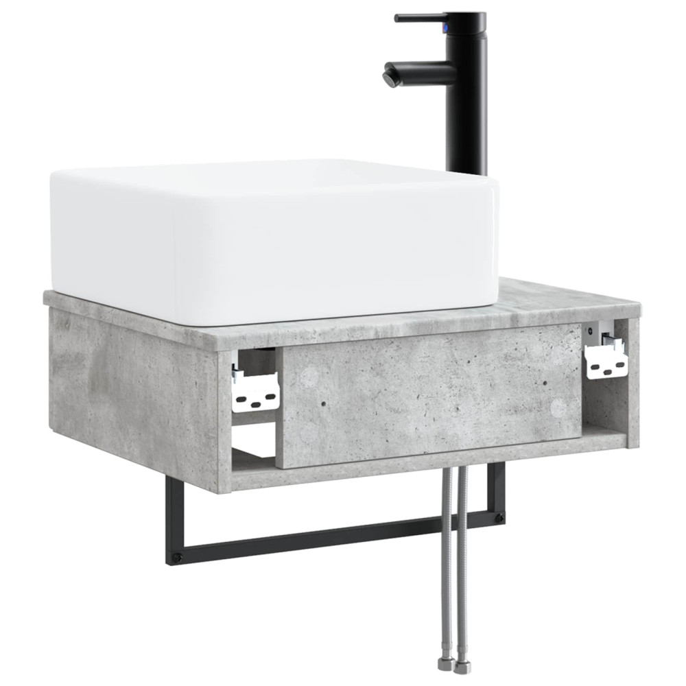 Produktbild för Väggmonterat Handfat Betonggrå 53 x 35 x 39 cm Konstruerat trä