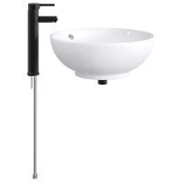 Produktbild för Tvättställ för badrum Matte Svart 44 x 44 x 16 cm Metall