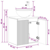 Produktbild för Väggmonterad handfatsspegel Rökt ek 49,5 x 35 x 63 cm