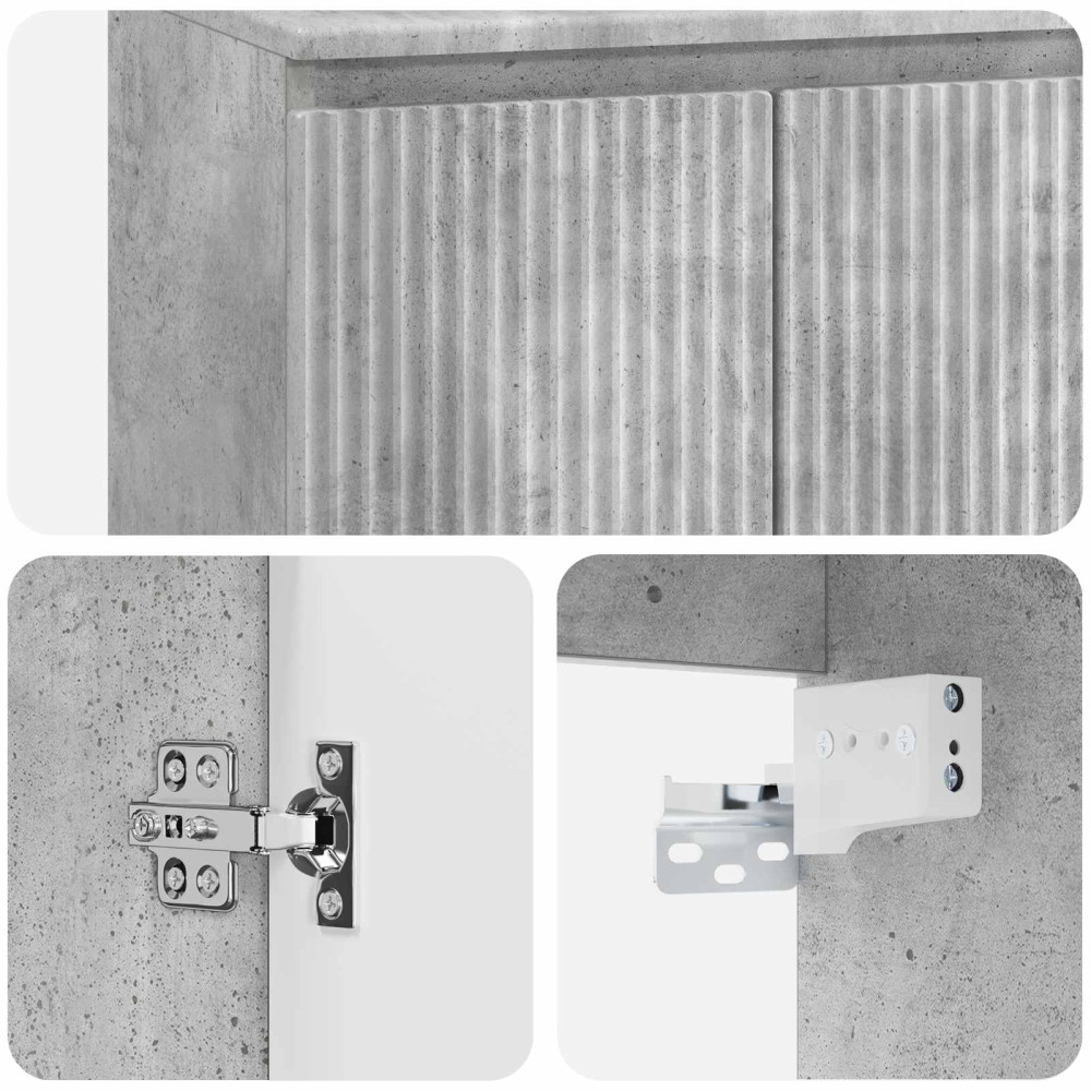 Produktbild för Väggmonterad handfatsspegel Betonggrå 49,5 x 41 x 64,5 cm