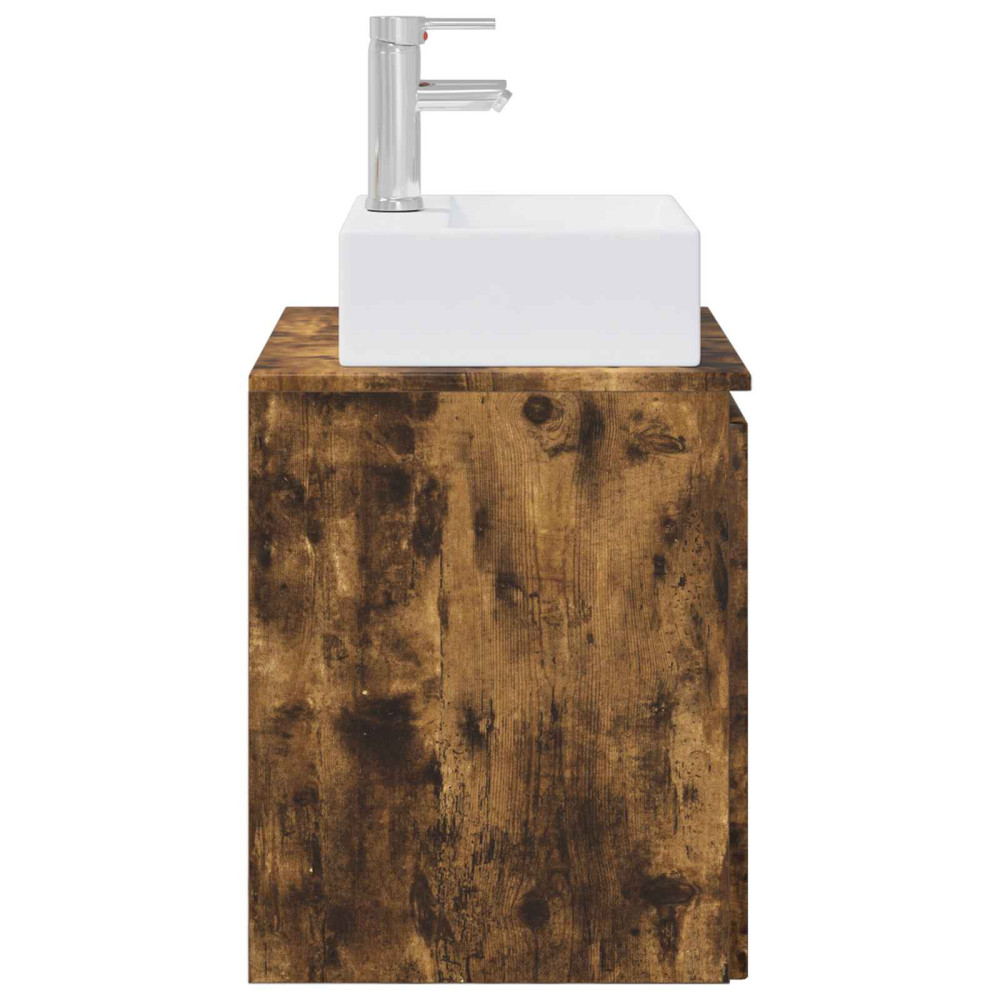 Produktbild för Väggmonterad handfatsspegel Rökt ek 49,5 x 41 x 62,5 cm
