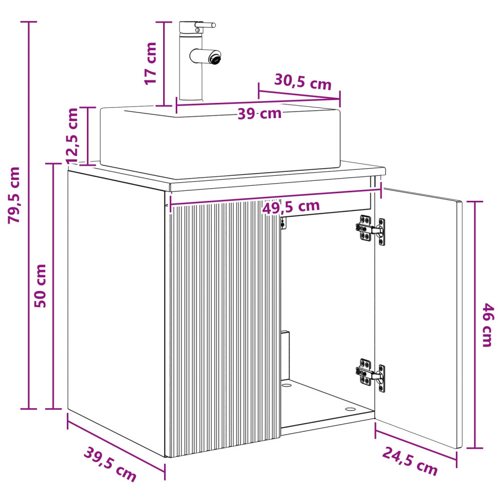 Produktbild för Väggmonterad handfatsspegel Rökt ek 49,5 x 41 x 62,5 cm