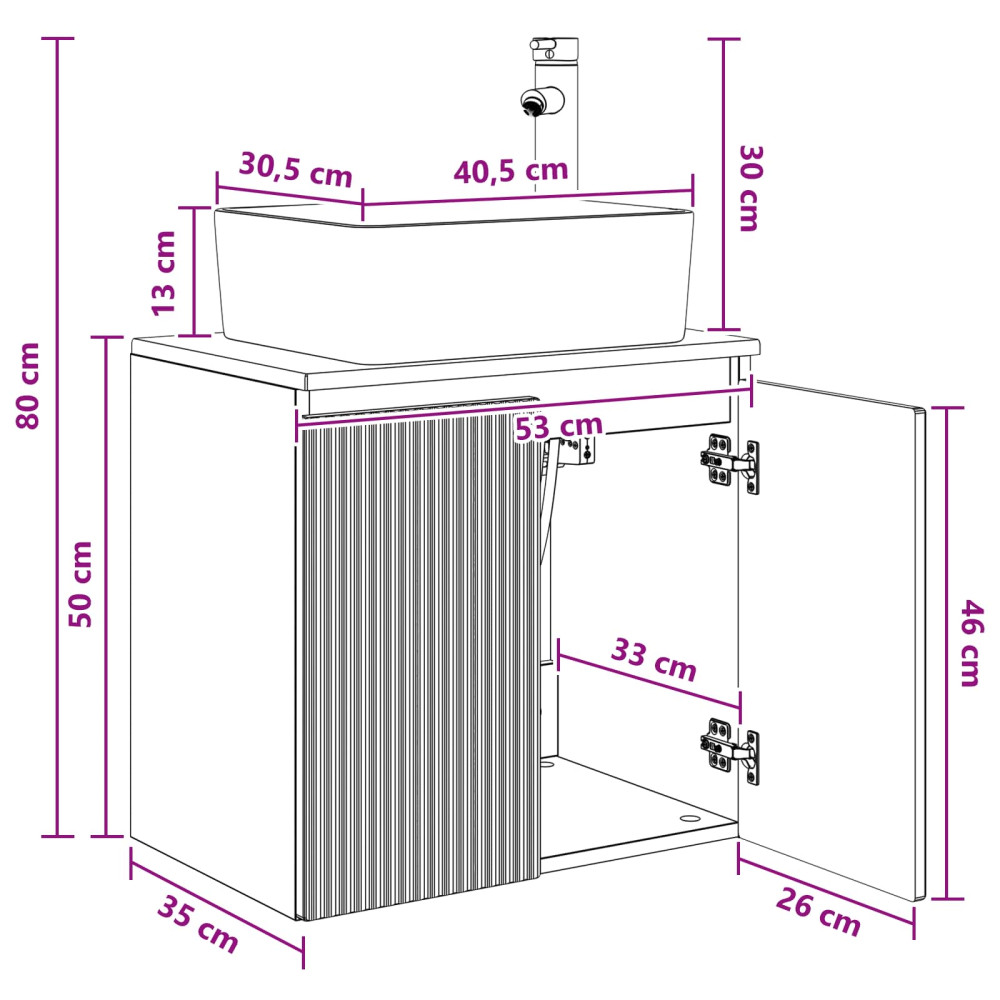 Produktbild för Väggmonterad handfatsspegel Rökt ek 53 x 35 x 63 cm