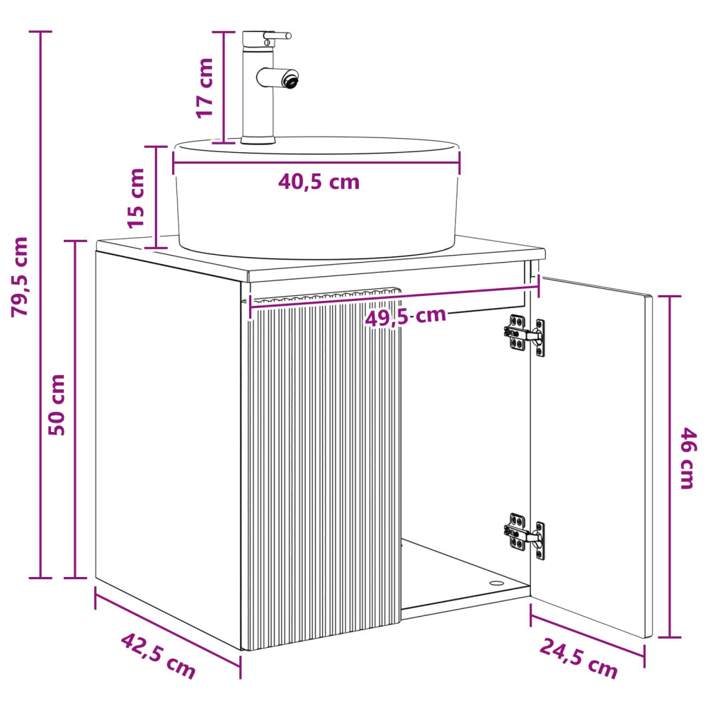 Produktbild för Väggmonterad handfatsspegel Rökt ek 49,5 x 44,5 x 65 cm