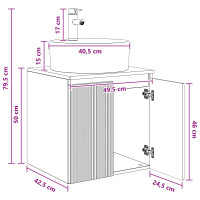 Produktbild för Väggmonterad handfatsspegel Rökt ek 49,5 x 44,5 x 65 cm