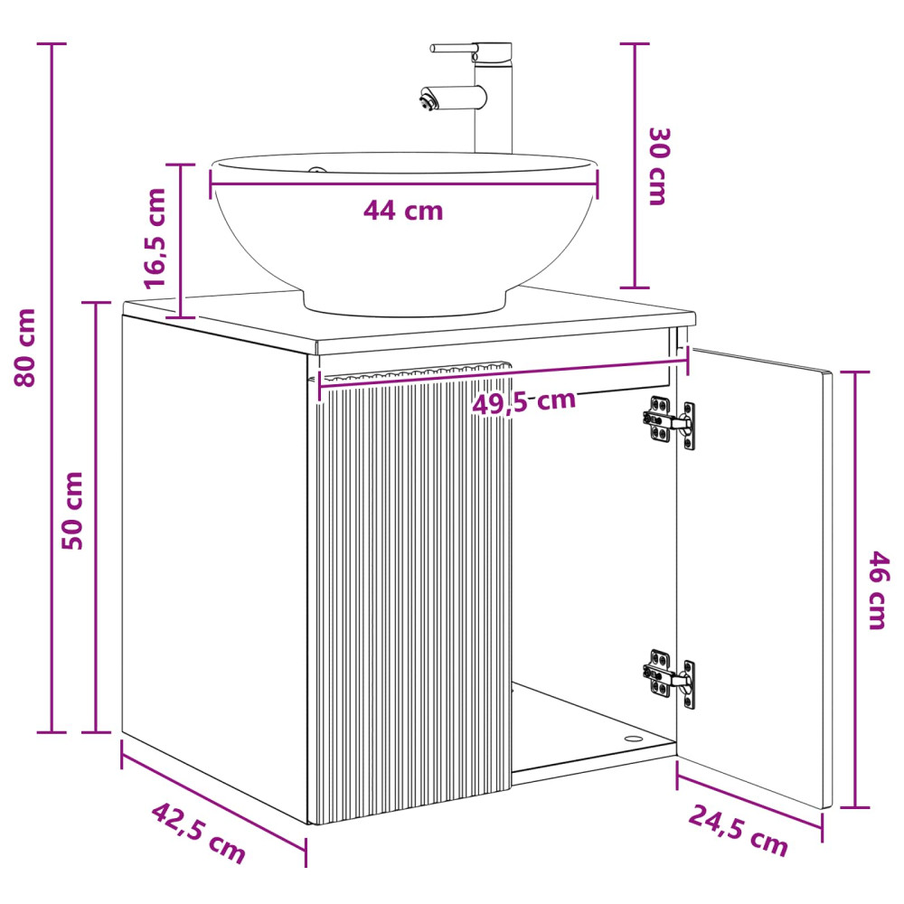 Produktbild för Väggmonterad handfatsspegel Rökt ek 49,5 x 44,5 x 65 cm