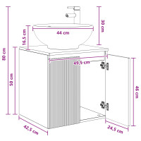Produktbild för Väggmonterad handfatsspegel Rökt ek 49,5 x 44,5 x 65 cm