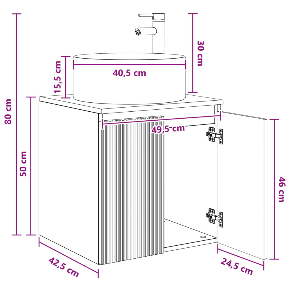 Produktbild för Väggmonterad handfatsspegel Rökt ek 49,5 x 44,5 x 65,5 cm