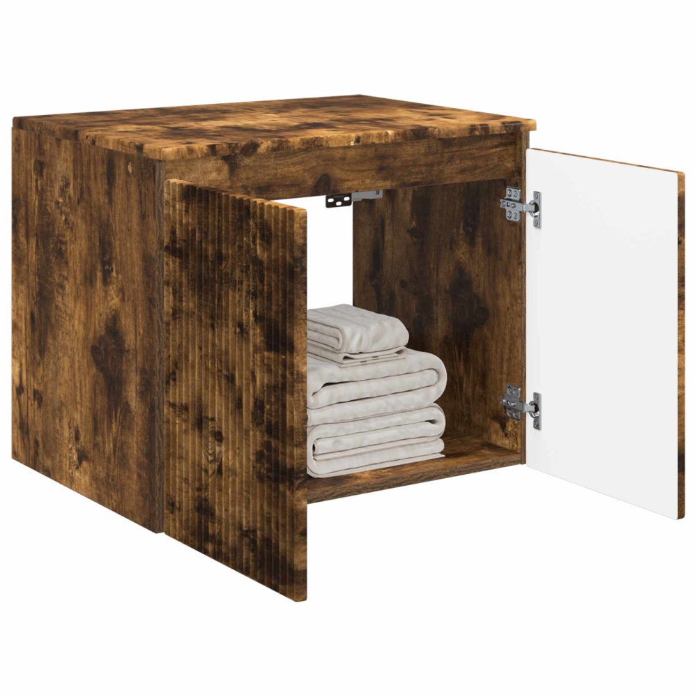 Produktbild för Väggmonterat Badrumsskåp Rökt ek 62,5 x 44,5 x 50 cm