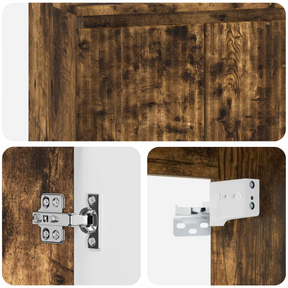 Produktbild för Väggmonterat Badrumsskåp Rökt ek 62,5 x 44,5 x 50 cm