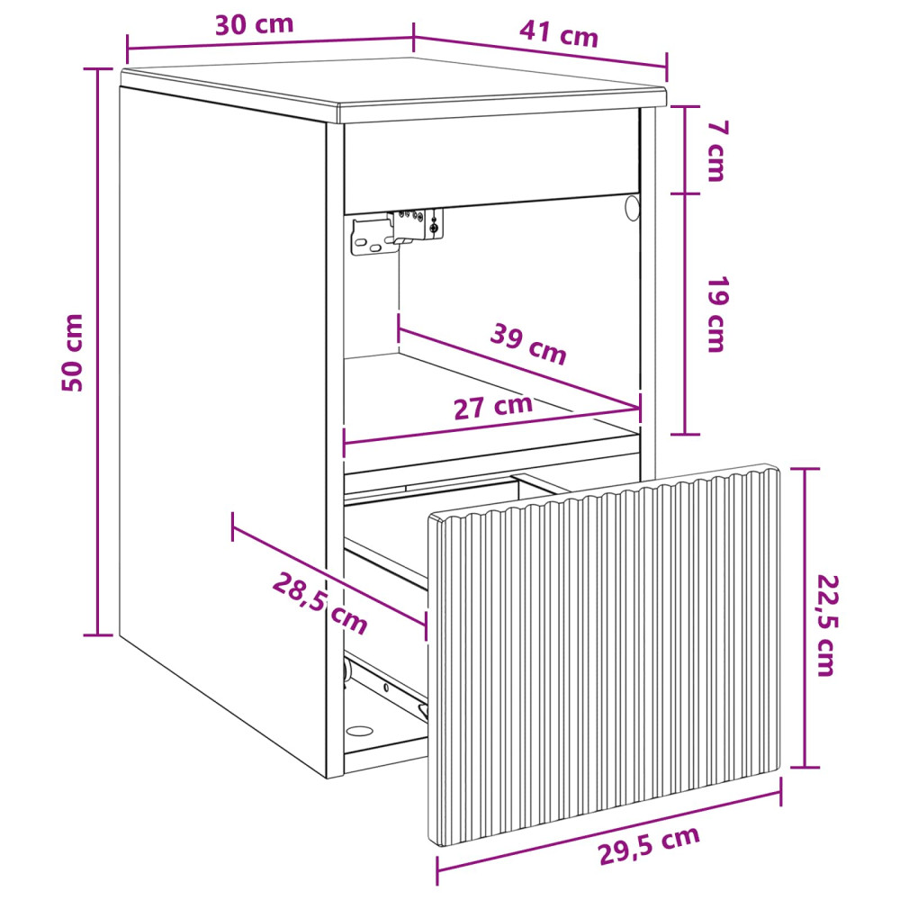 Produktbild för Badrumsskåp Rökt ek 30 x 41 x 50 cm Konstruerat trä