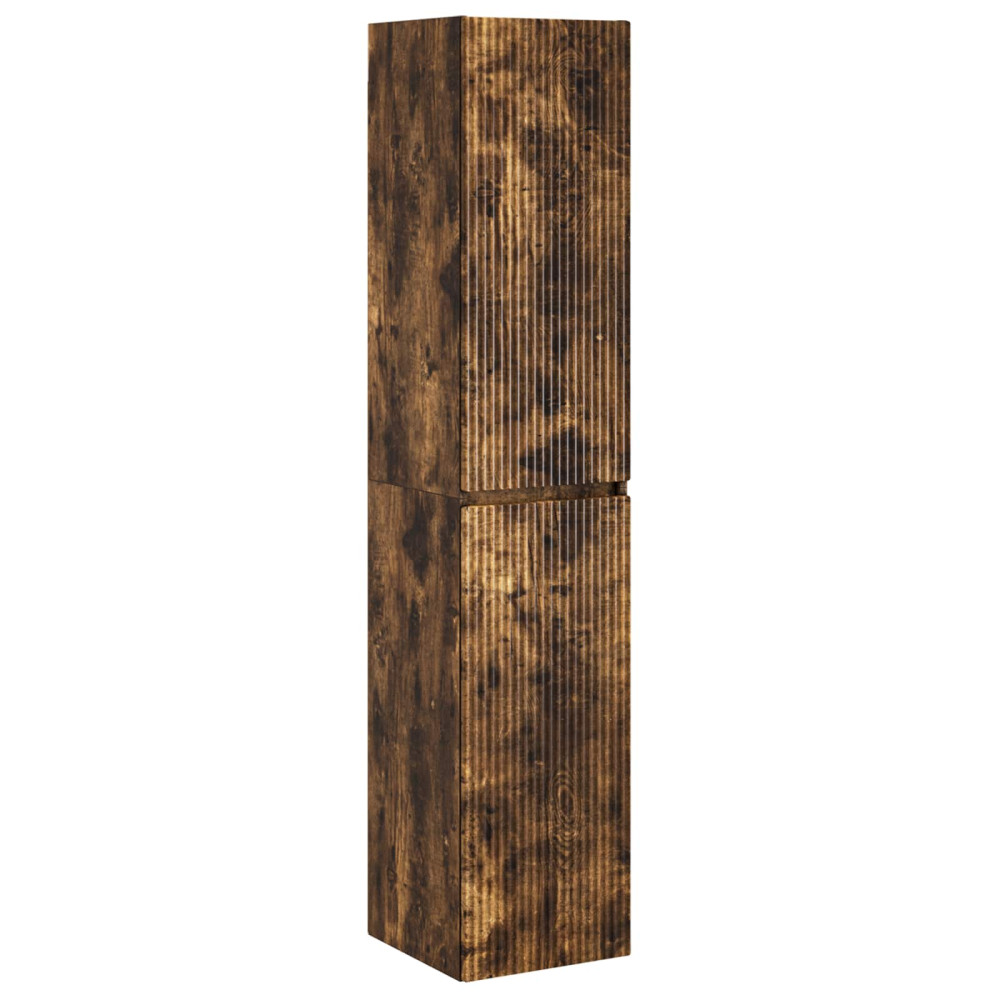 Produktbild för Väggmonterat Badrumsskåp Rökt ek 33 x 34,5 x 160 cm