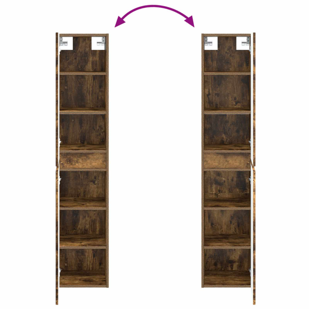 Produktbild för Väggmonterat Badrumsskåp Rökt ek 33 x 34,5 x 160 cm