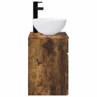 Produktbild för Väggmonterad handfatsspegel Rökt ek 39 x 35 x 63 cm