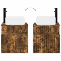 Produktbild för Väggmonterad handfatsspegel Rökt ek 49 x 41 x 63 cm