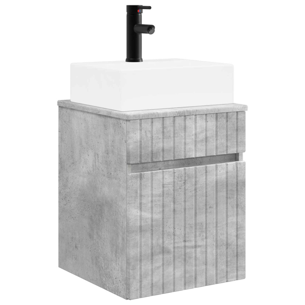 Produktbild för Väggmonterad Handfat Vanity Betonggrå 39 x 41 x 62,5 cm