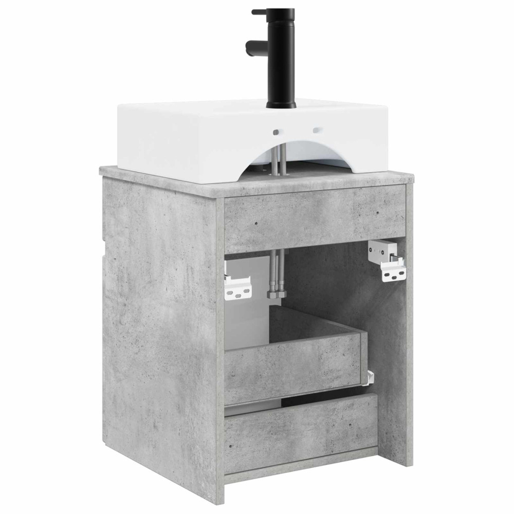 Produktbild för Väggmonterad Handfat Vanity Betonggrå 39 x 41 x 62,5 cm